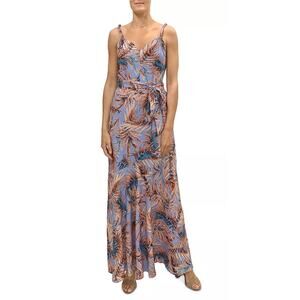Sam Edelman Floral Palm Print Sleeveless Belted Maxi Dress Size 10